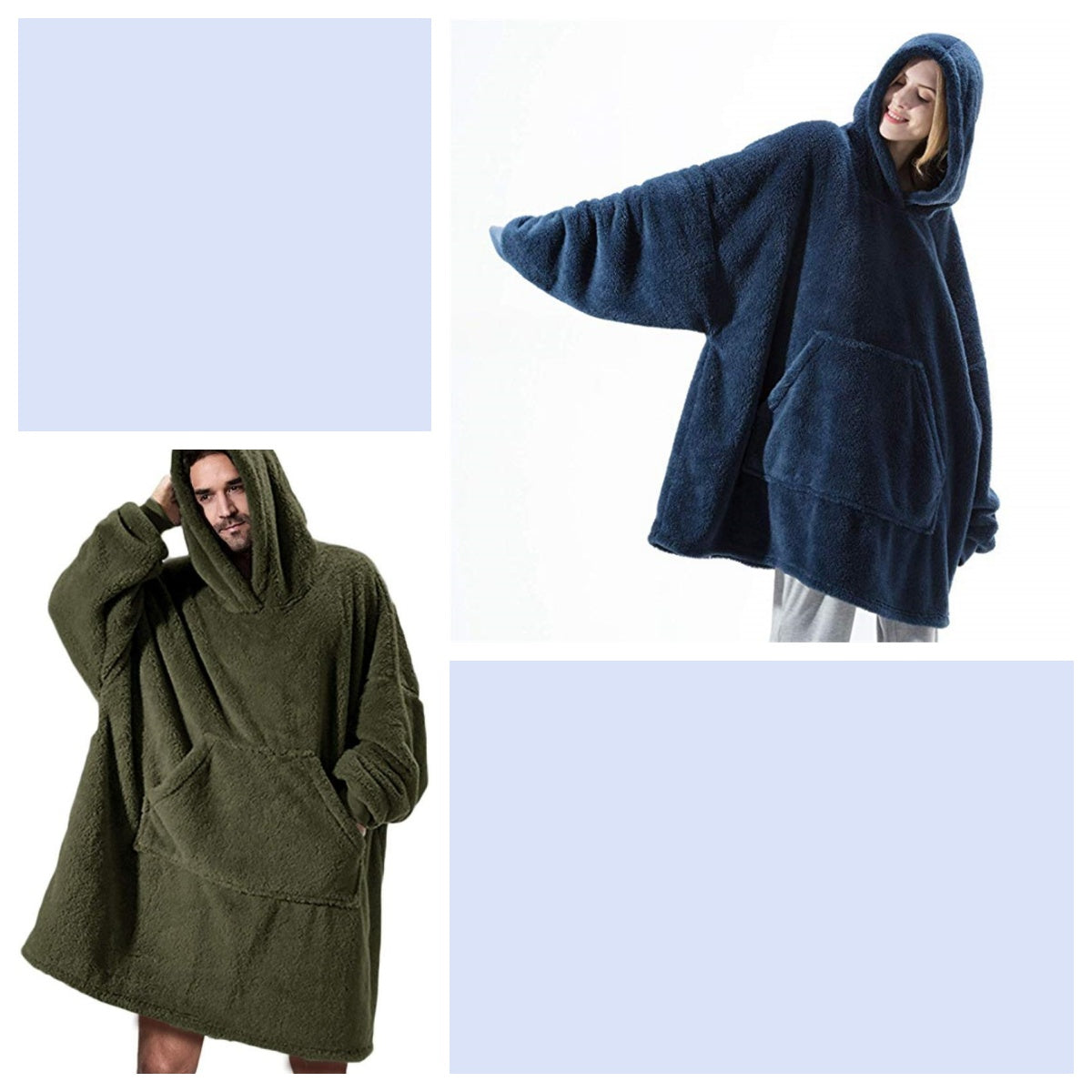 Oversized Fleece Hoodie With Big Pocket, Thick Double-Sided