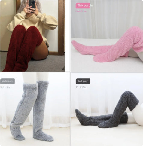 Over Knee Fuzzy Long Socks For Winter Home And Sleeping