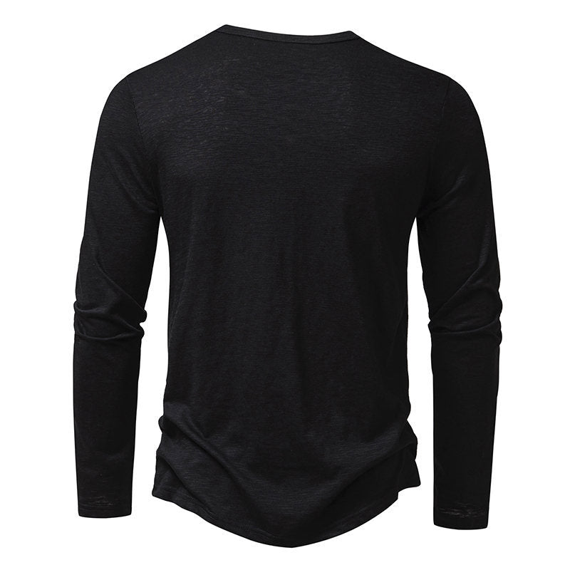 Men's Long-Sleeved Casual Button Pullover T-Shirt