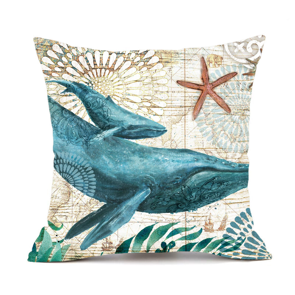 Sea Turtle Print Cushion Cover, Soft Throw Pillow Case