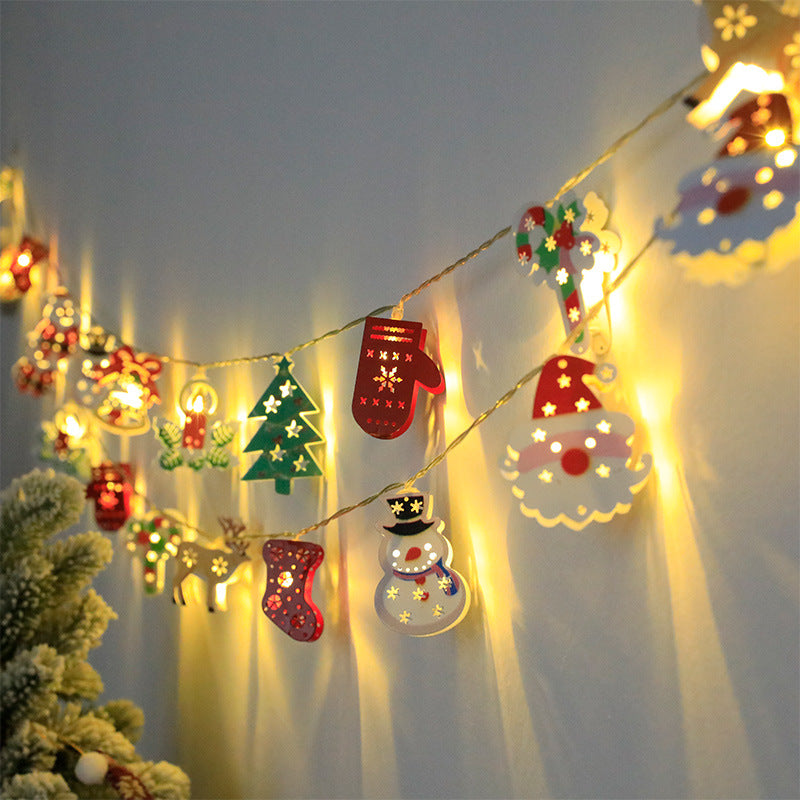 Christmas LED String Lights with Santa Elk and Snowman Shapes