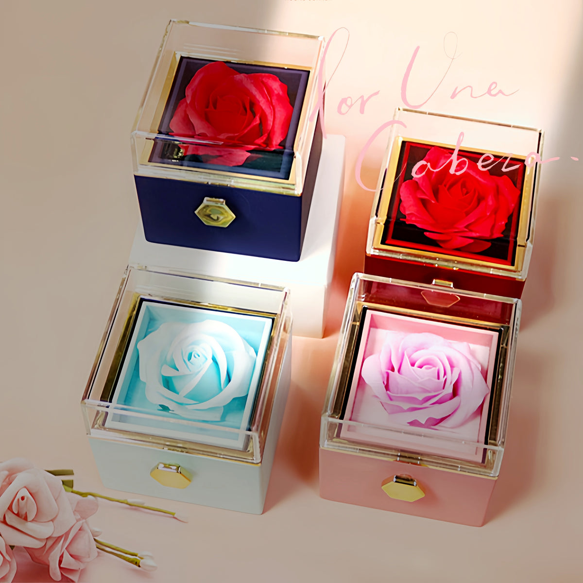 Rotating Soap Rose Gift Box, Romantic Jewellery Packaging