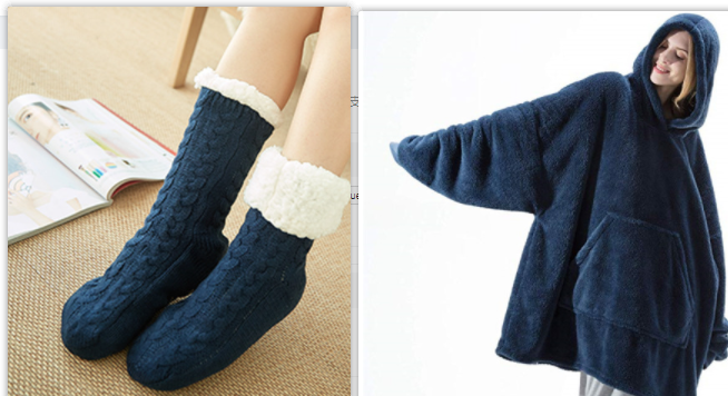 Oversized Fleece Hoodie With Big Pocket, Thick Double-Sided