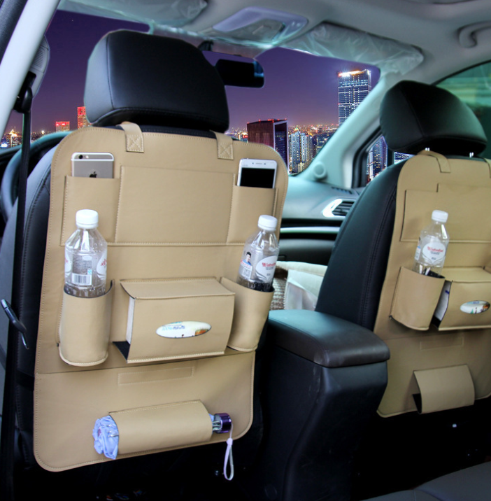 Universal PU Leather Car Seat Back Organiser, 58cm x 41cm Storage