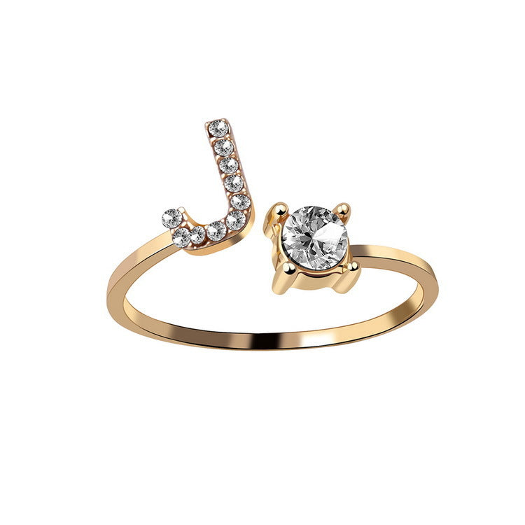 Adjustable Initial Letter Ring In Gold, Silver Or Rose Gold
