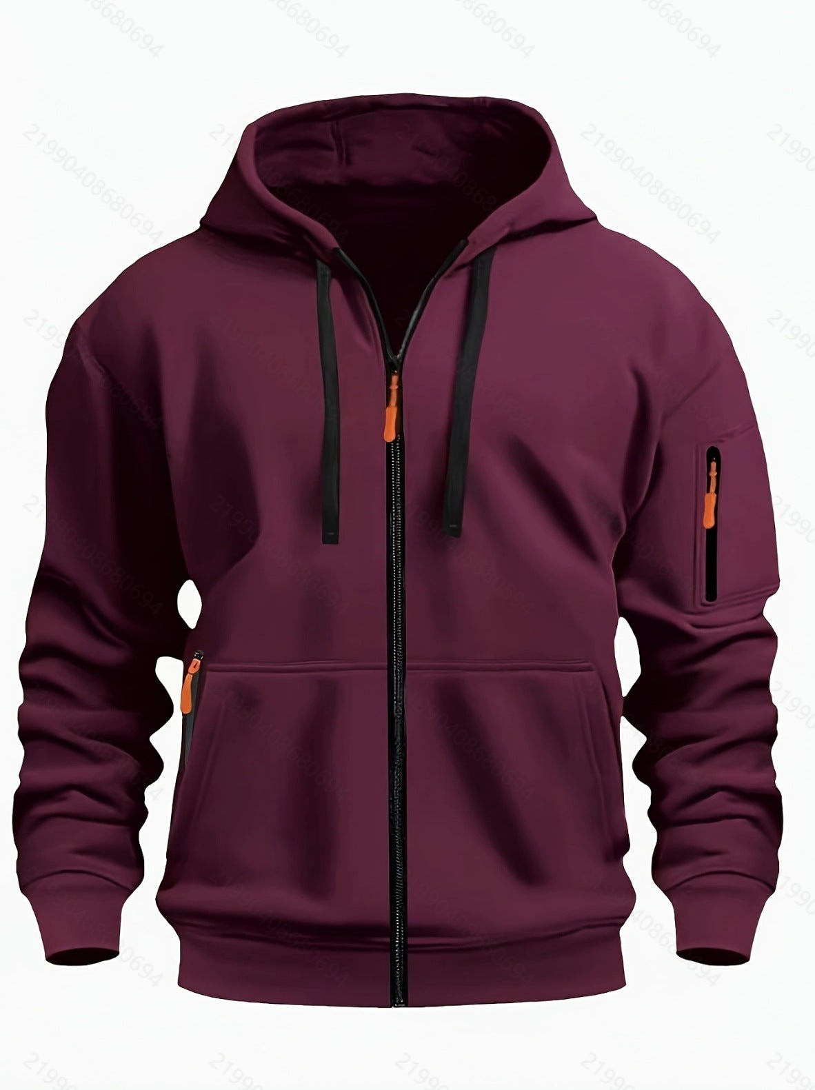 Men's Zipper Hooded Sweatshirt Cardigan Coat for Sports and Casual Wear