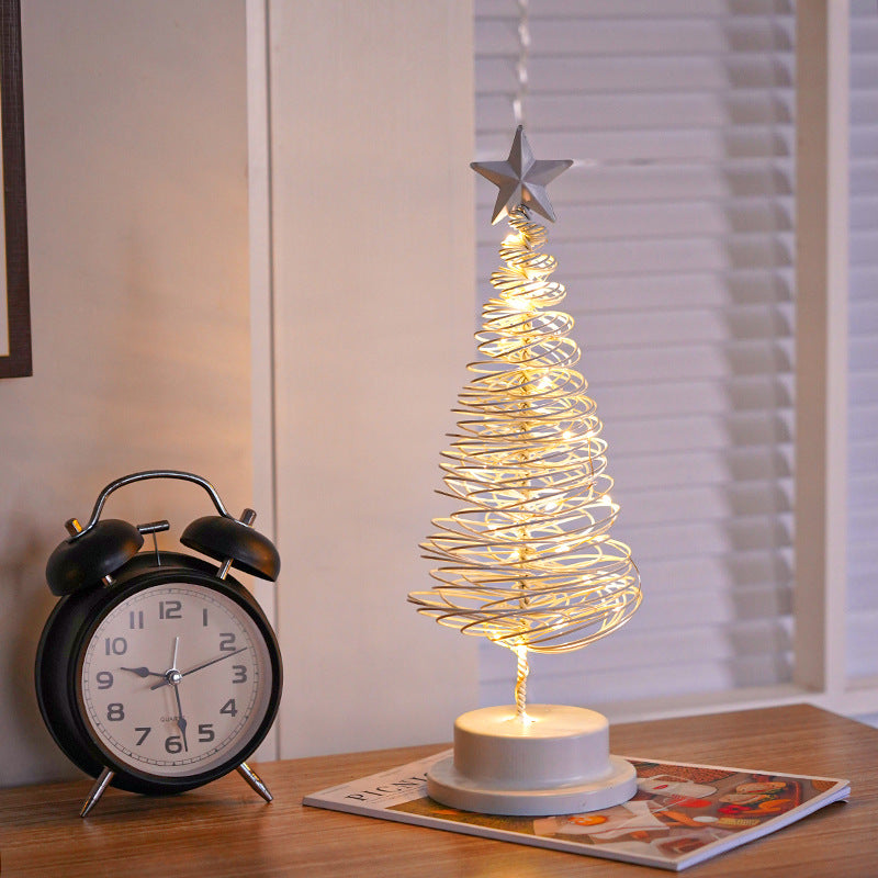 LED Christmas Tree Spiral Light Wrought Iron Table Ornament