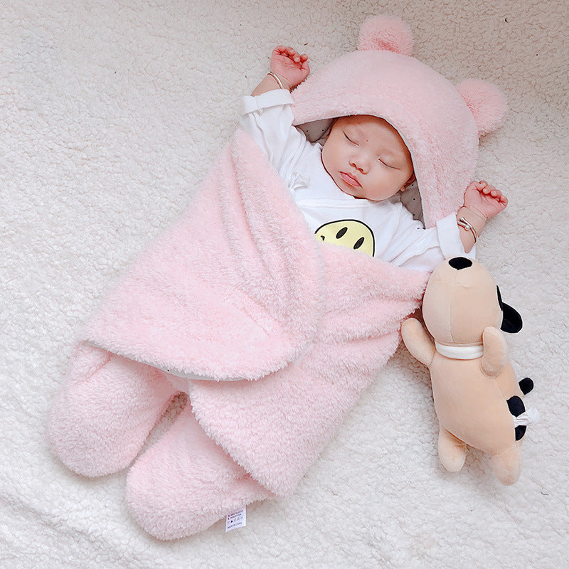 Fleece-Lined Baby Sleeping Bag, Winter Newborn Swaddle