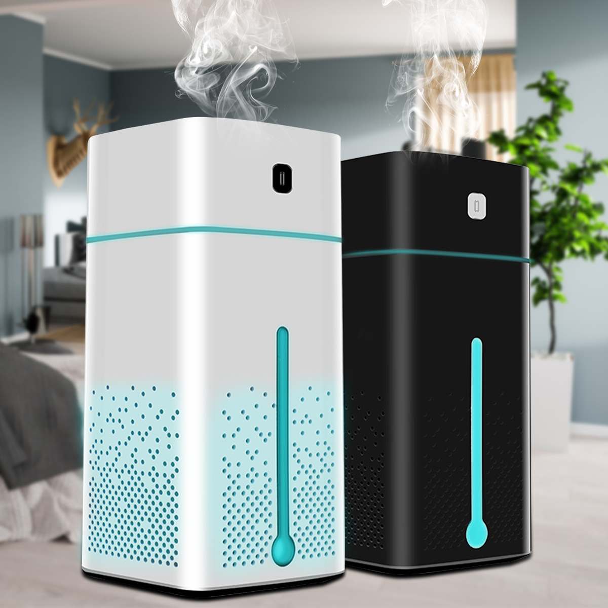 Air Purifier and Humidifier for Bedroom, Quiet USB Powered Mini Unit
