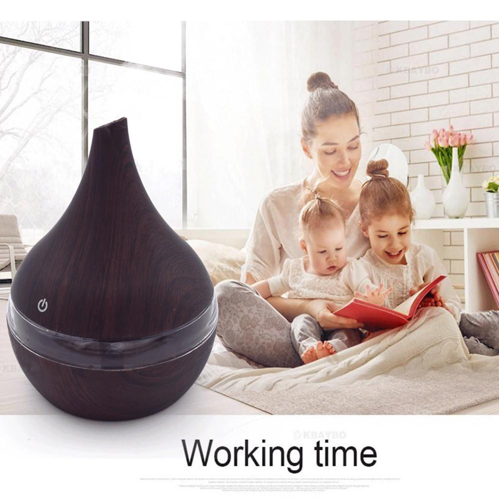 LED Essential Oil Aroma Diffuser with Wood Grain Finish and USB Power