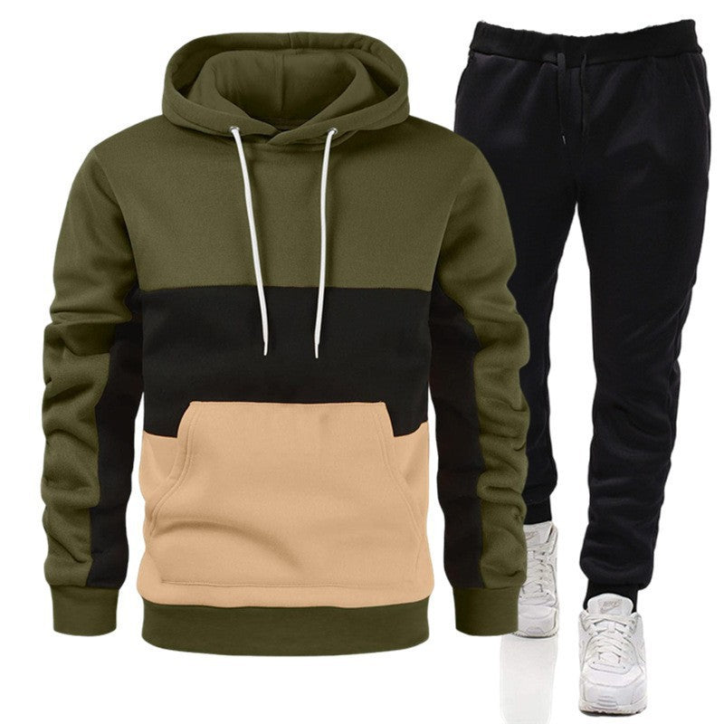 Men's Loose Long-Sleeve Leisure Loungewear Set with Trousers