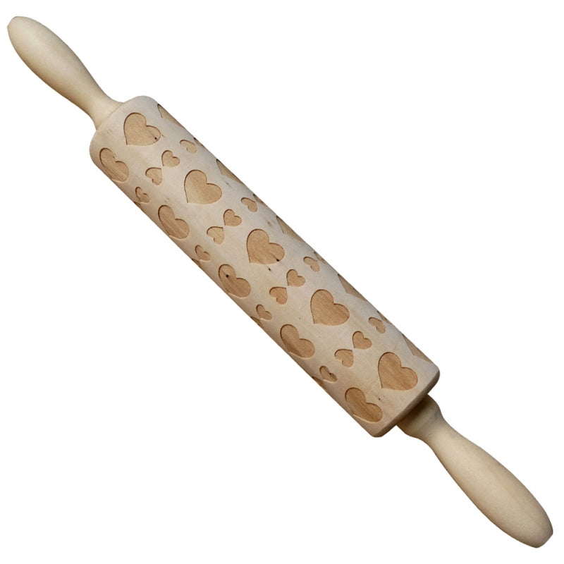 Wooden Christmas Embossing Rolling Pin for Cookies and Dough