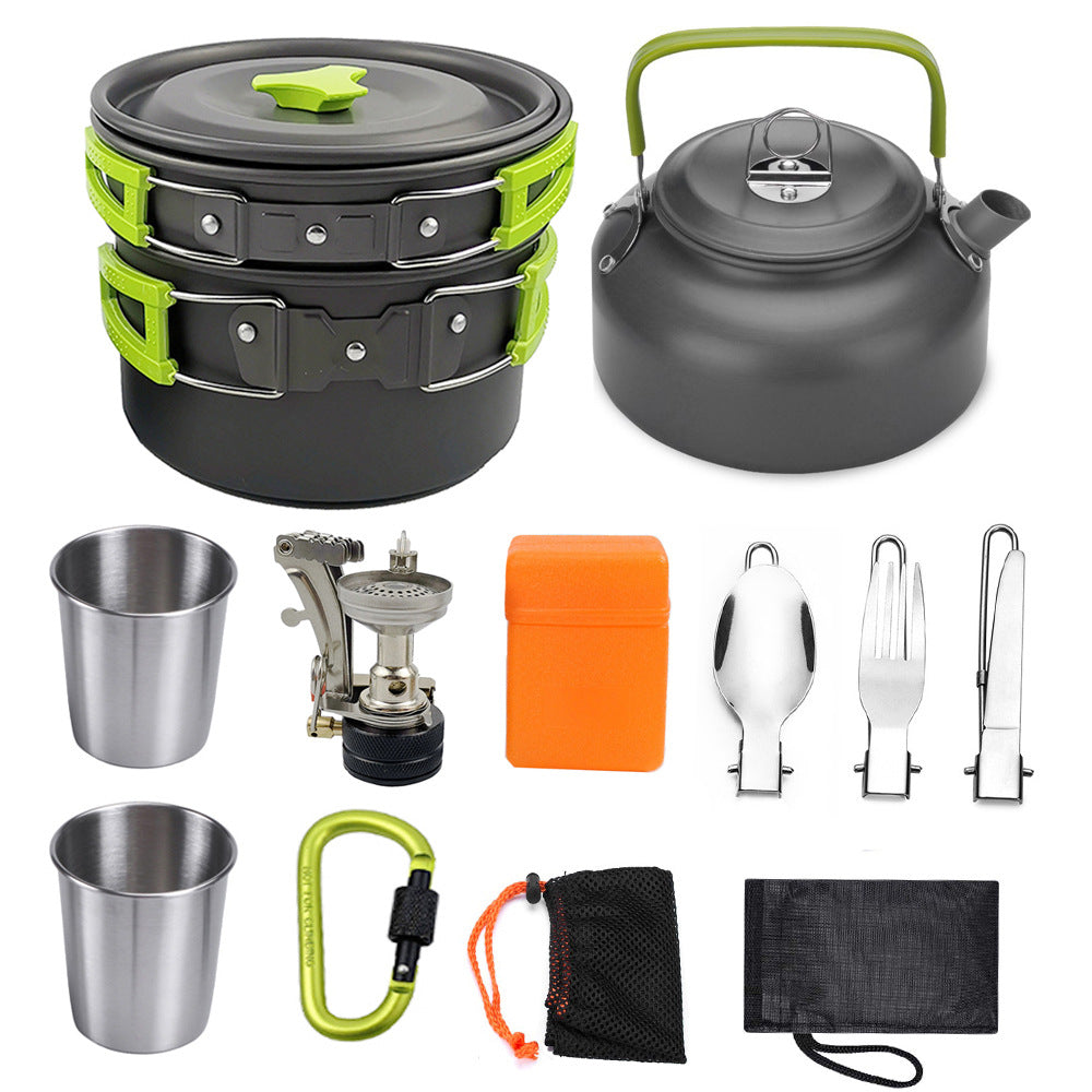 Aluminium Camping Cookware Set, Anodised Pots and Pans for Outdoors