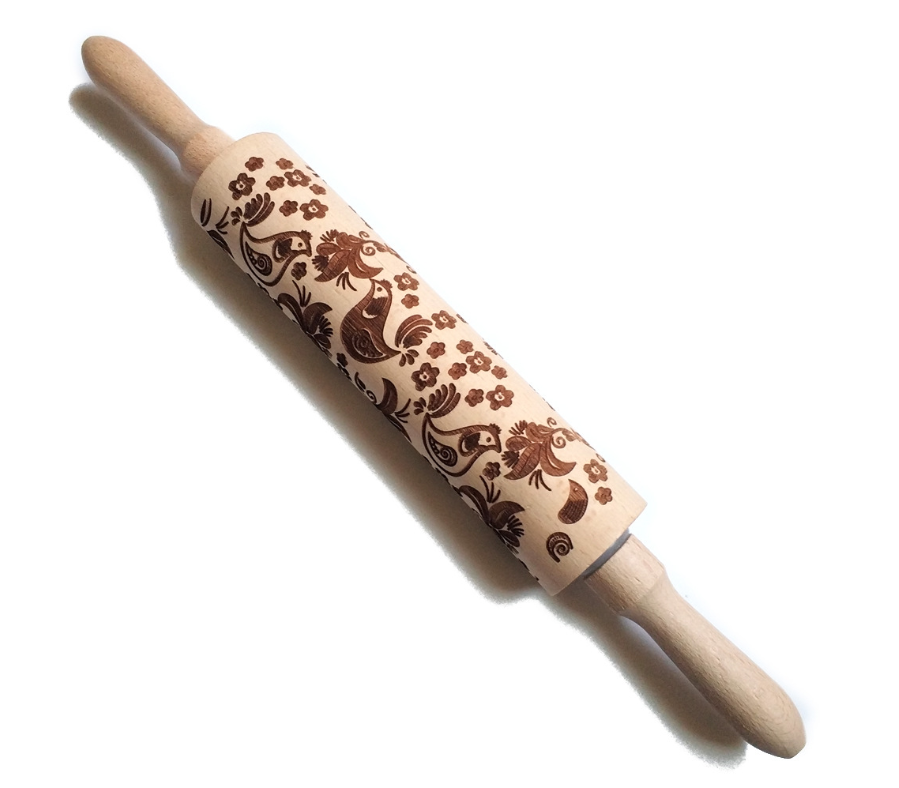 Wooden Christmas Embossing Rolling Pin for Cookies and Dough
