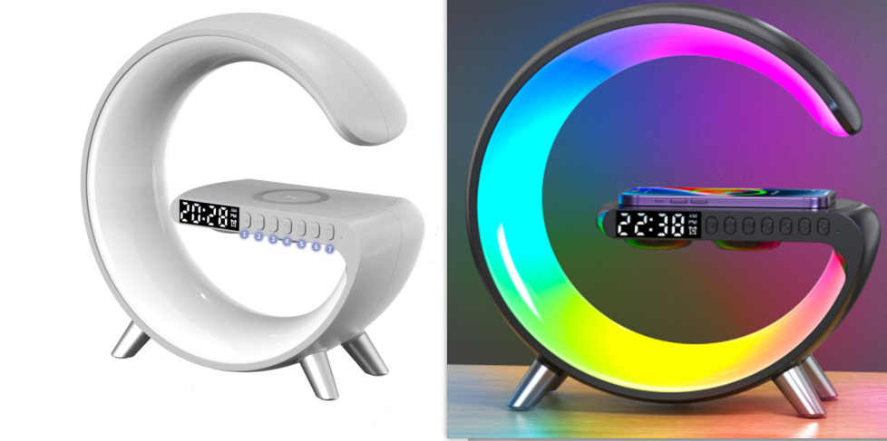 Smart G-Shaped LED Lamp With Bluetooth Speaker, Wireless Charger