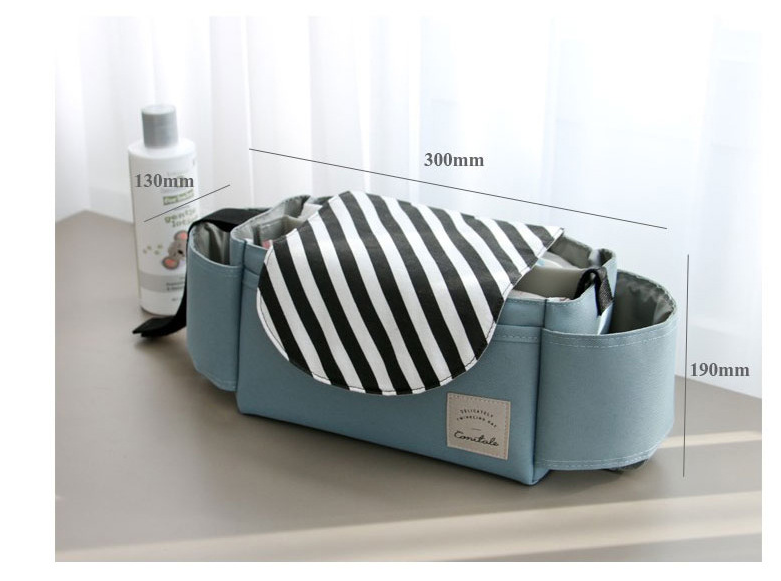 Baby Stroller Organiser Bag, Grey Bear Multi-Pocket Nappy Storage