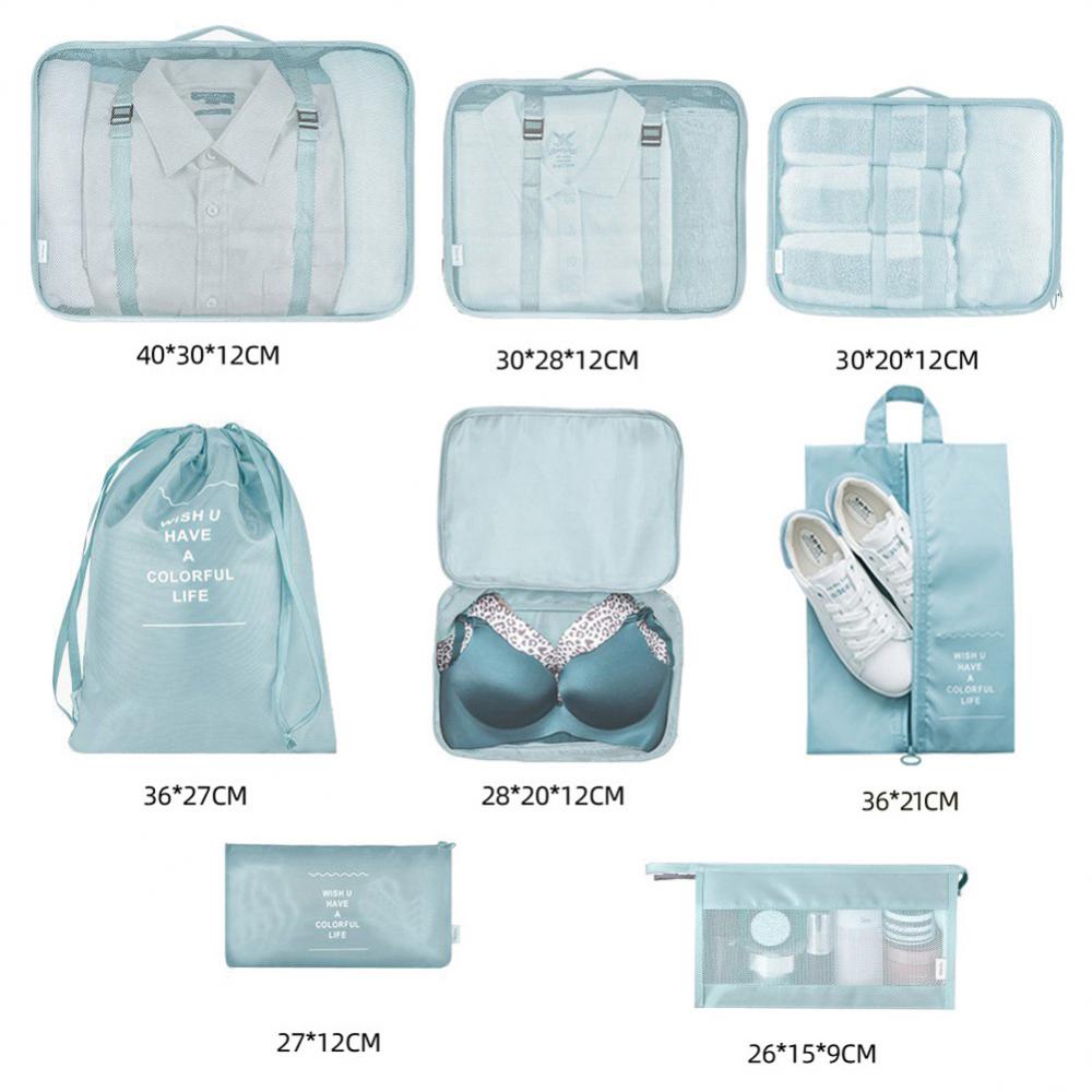 8-Piece Travel Packing Cube Organiser Set for Clothes and Shoes