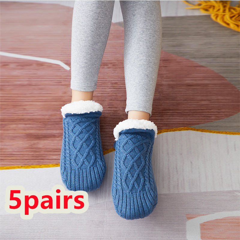 Thick Wool-Blend Home Socks, Non-Slip Warm Slipper Socks
