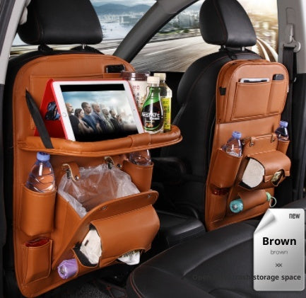 PU Leather Car Seat Back Storage Bag With Multiple Pockets