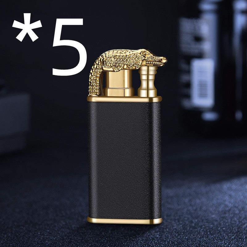 Windproof Metal Gas Lighter With Blue Flame And Double Fire