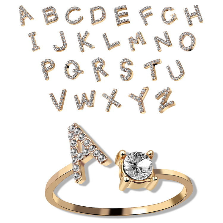 Adjustable Initial Letter Ring In Gold, Silver Or Rose Gold