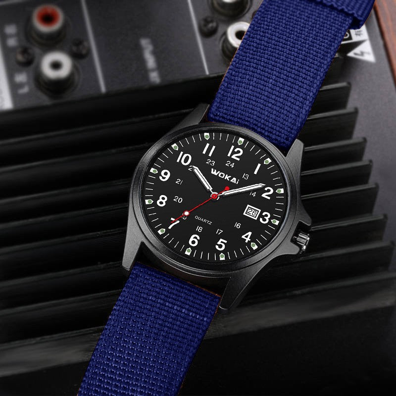 Men's Sporty Nylon Strap Minimalist Quartz Watch
