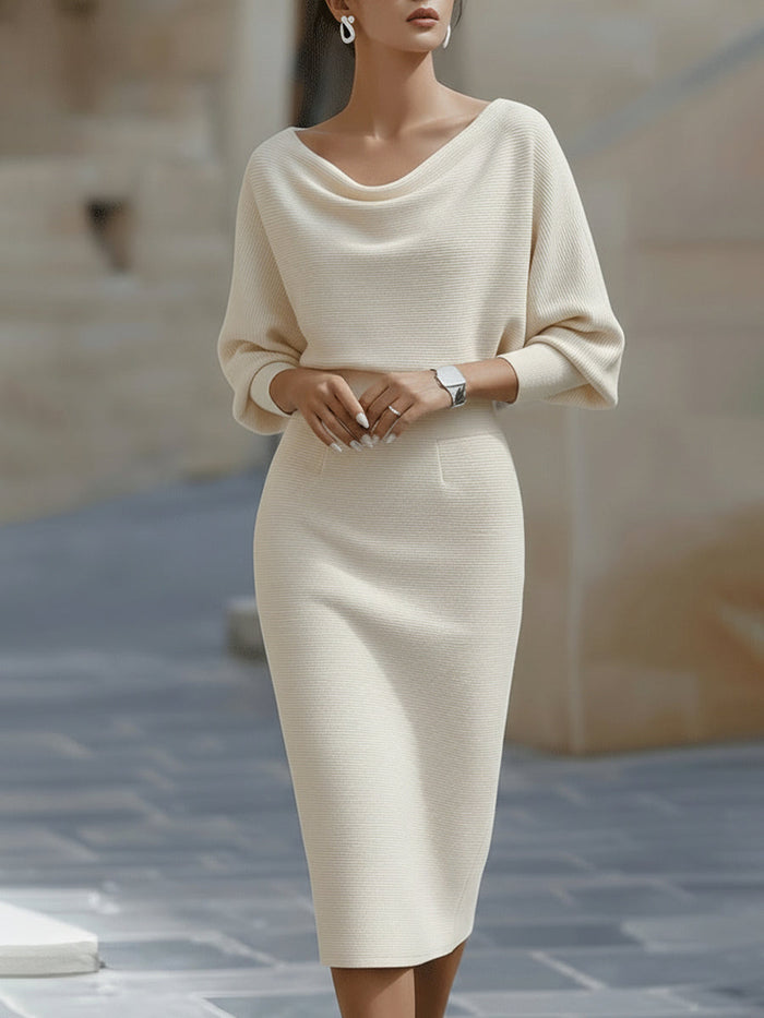 Lydia | Vestido midi elegante con cuello redondo