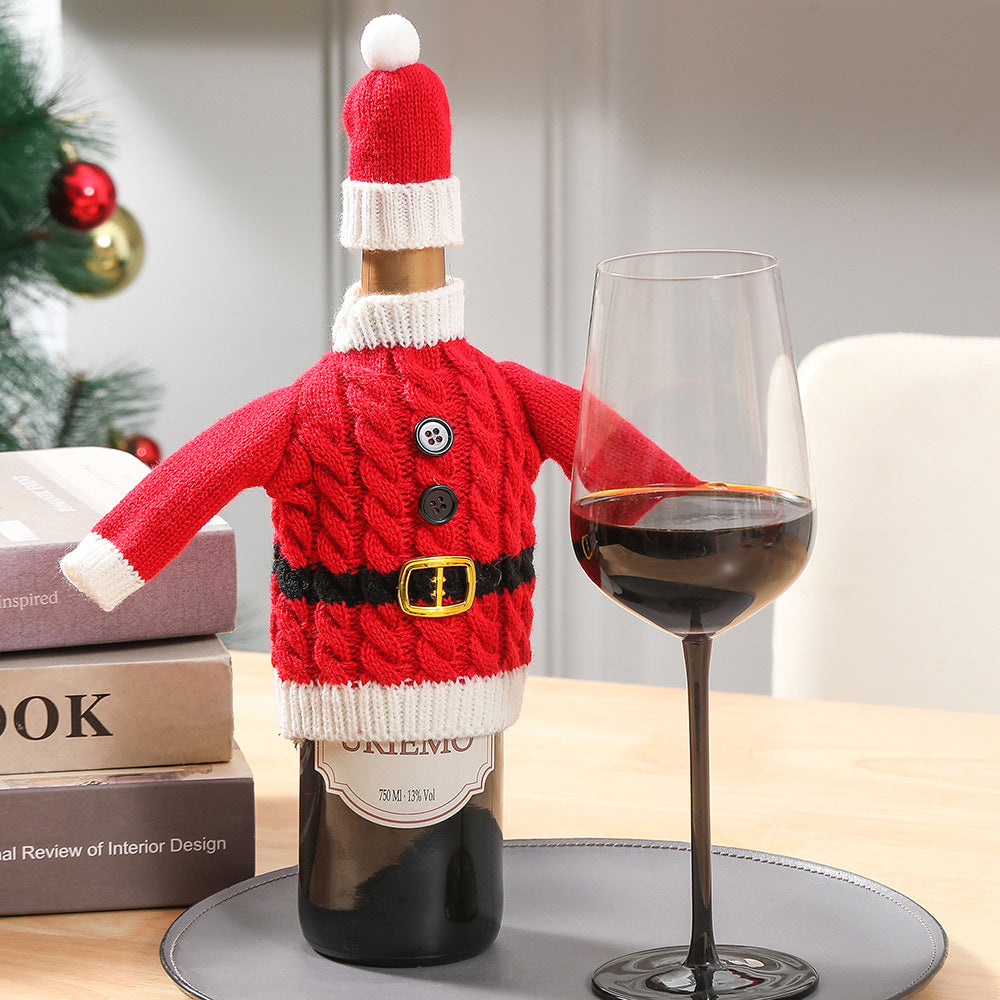 Christmas Knitted Wine Bottle Sweater Cover for Dinner Tables