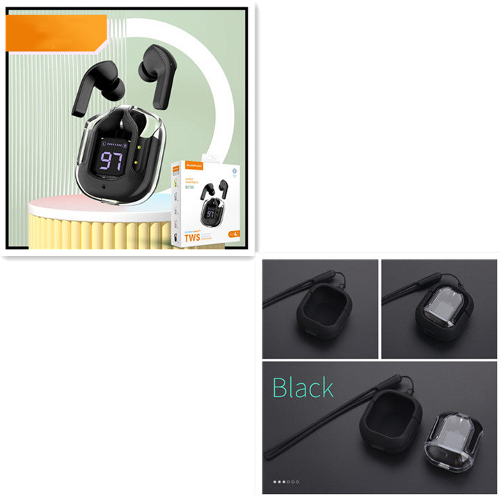 Mini Transparent Wireless Earbuds With LED Power Display