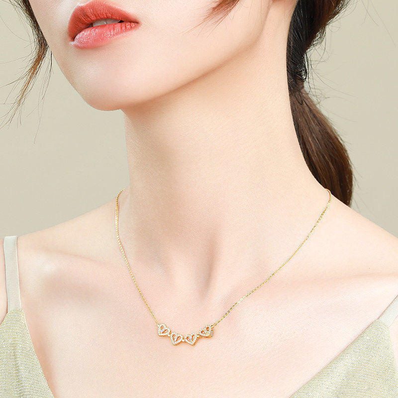 Retro Magnetic Folding Heart Four Leaf Clover Necklace