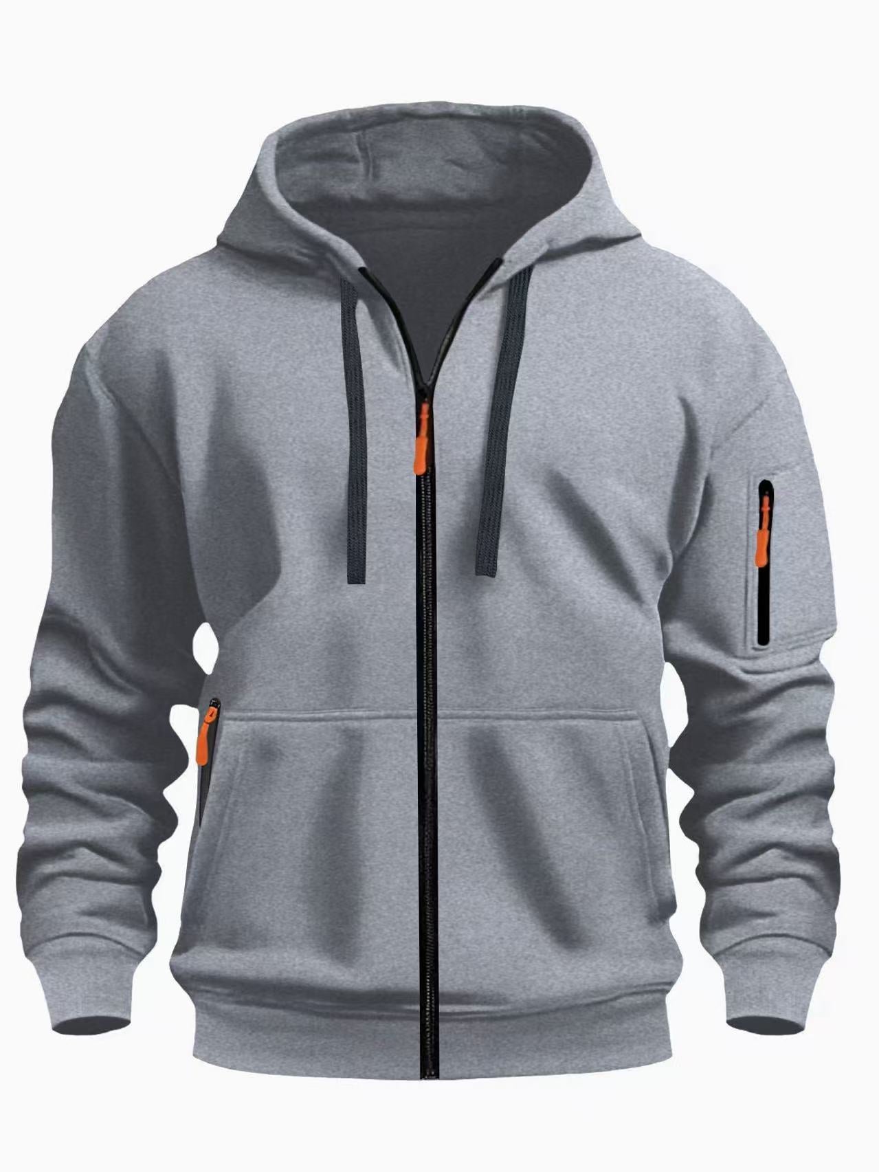 Men's Zipper Hooded Sweatshirt Cardigan Coat for Sports and Casual Wear