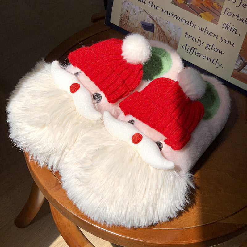 Cute Santa Claus Plush Slippers for Warm Winter Indoor Wear