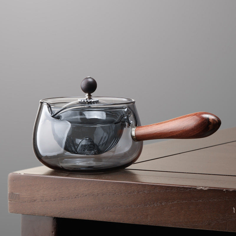 Heat-Resistant Glass Teapot With Infuser, Wooden Handle