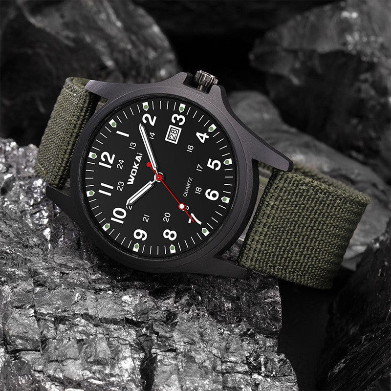 Men's Sporty Nylon Strap Minimalist Quartz Watch