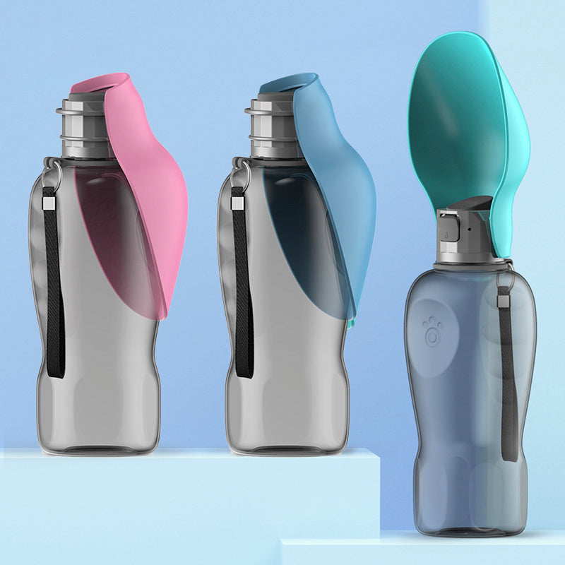 800ml Foldable Dog Water Bottle with Built-In Drinking Bowl