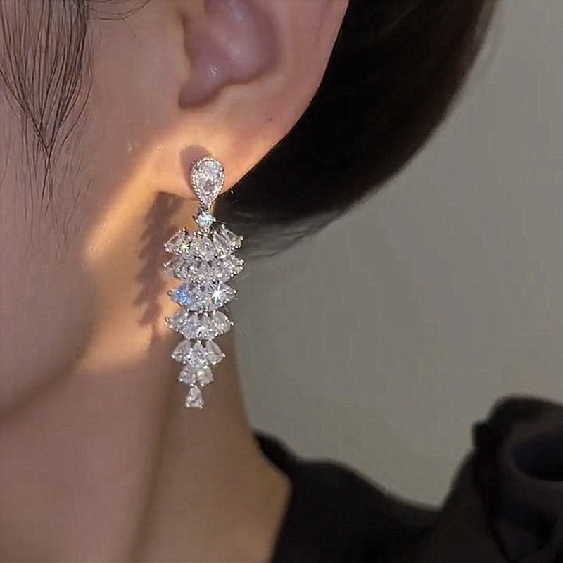 Sparkling Zircon Christmas Tree Drop Earrings for Women