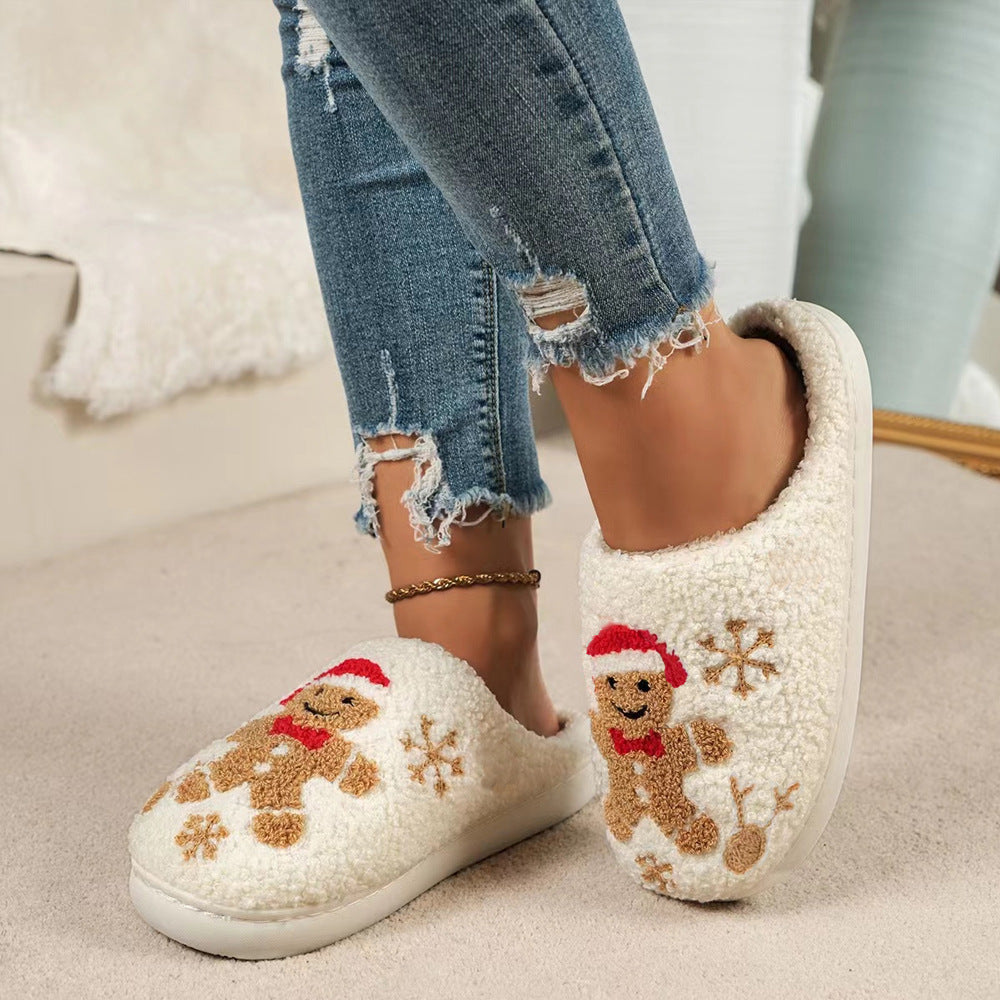 Christmas Gingerbread Slippers with Non-Slip Sole for Women