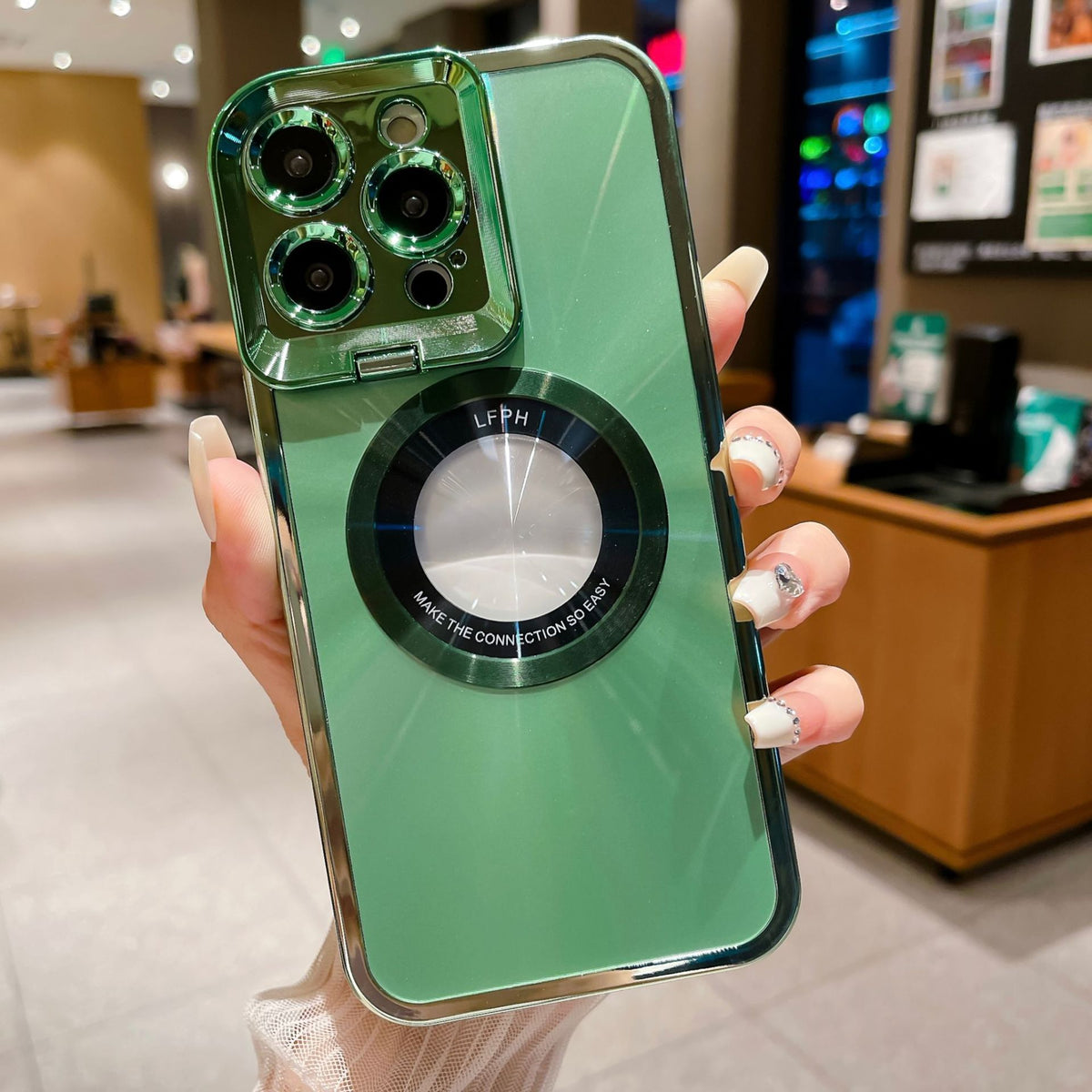 Electroplated Magnetic Phone Case With Hidden Camera Stand