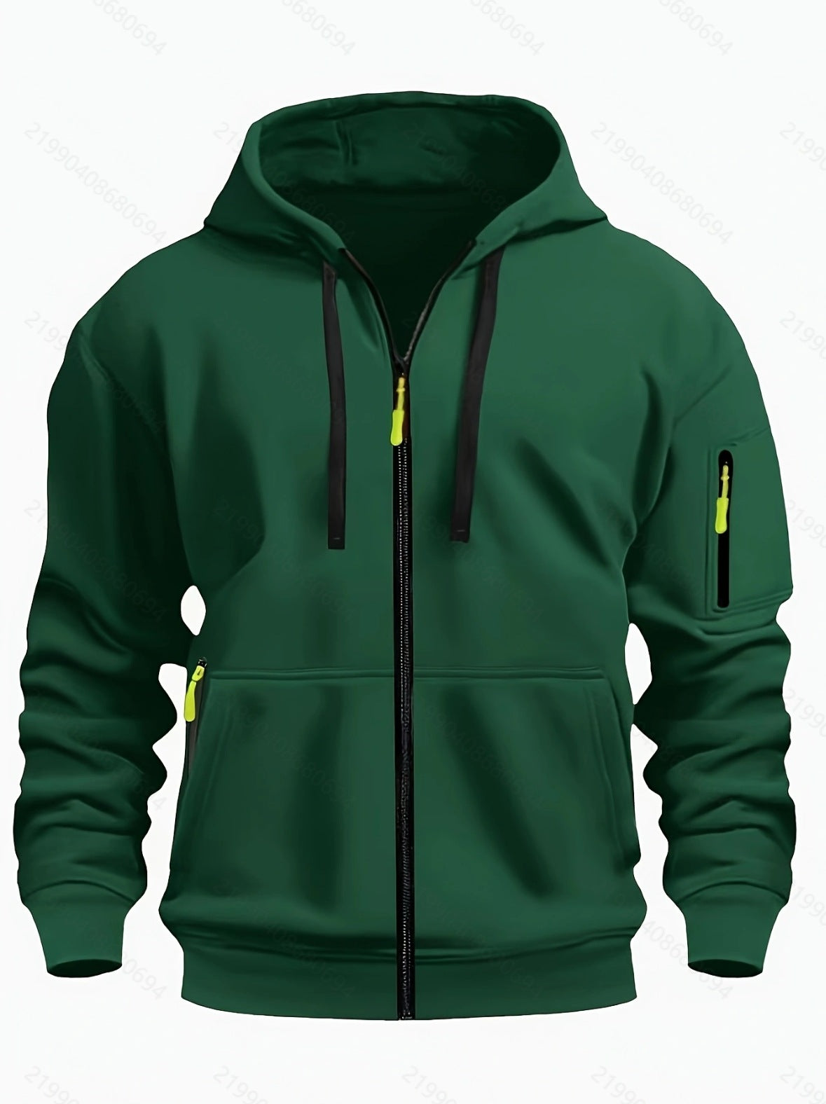 Men's Zipper Hooded Sweatshirt Cardigan Coat for Sports and Casual Wear