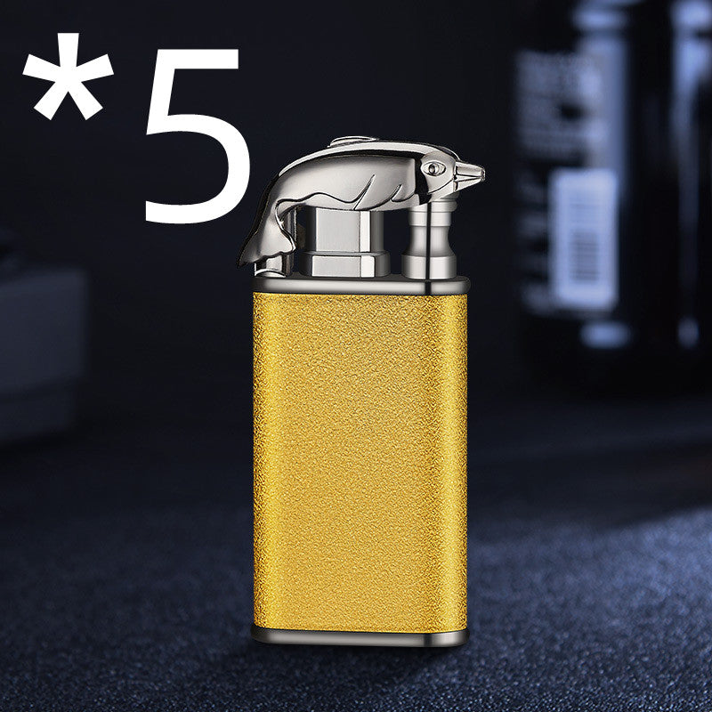 Windproof Metal Gas Lighter With Blue Flame And Double Fire