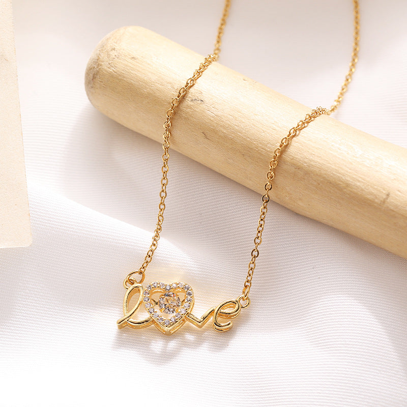 Gold Titanium Steel Clavicle Chain Necklace, Valentine's Gift