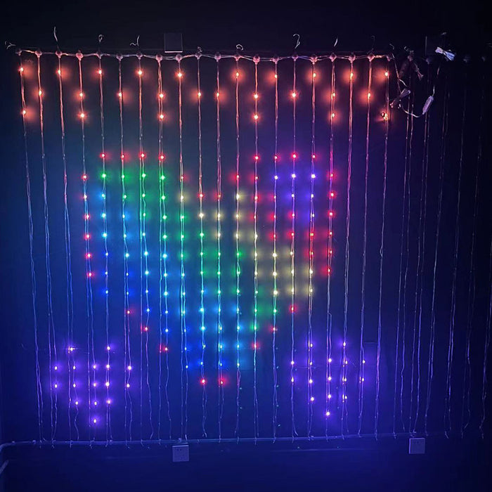 Guirlande lumineuse rideau intelligente LED RVB avec commande par application Bluetooth