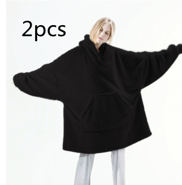 Oversized Fleece Hoodie With Big Pocket, Thick Double-Sided