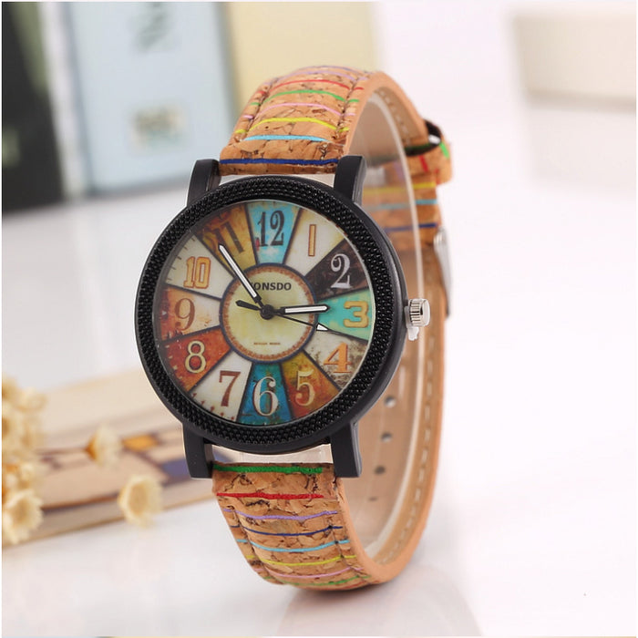 Relógio de pulso casual vintage para mulher, com bracelete de couro e movimento de quartzo, ideal para oferecer