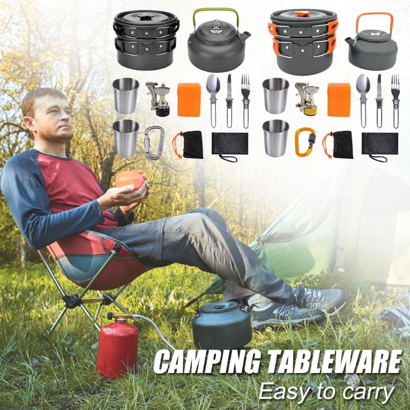 Aluminium Camping Cookware Set, Anodised Pots and Pans for Outdoors