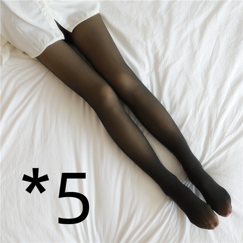 Women's Fleece Lined Translucent Tights For Autumn And Winter