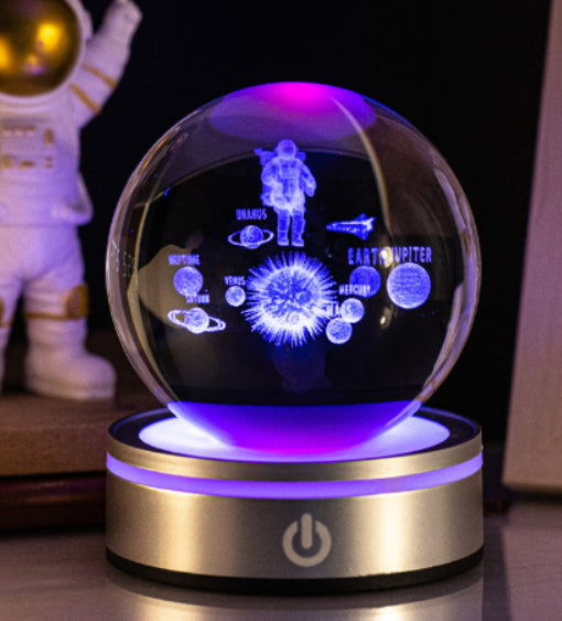 3D Inner Carving Crystal Ball Night Light With Gradient Glow