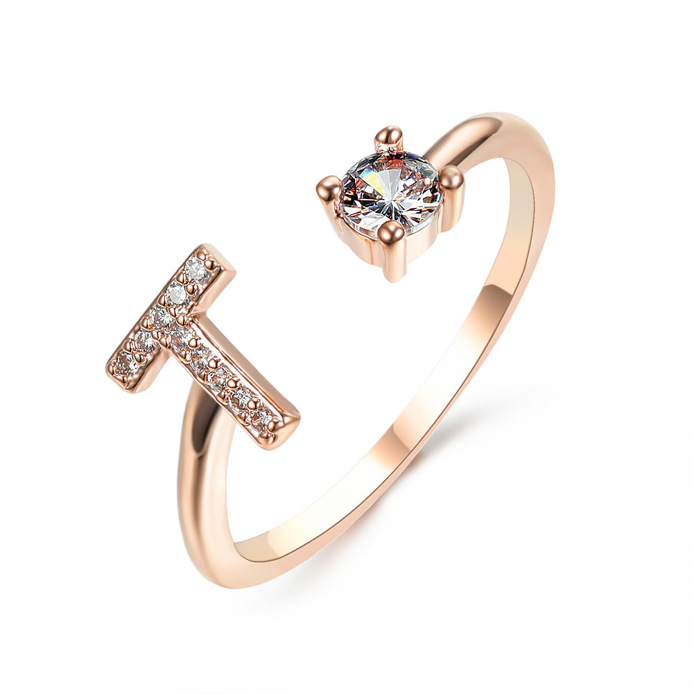 Adjustable Initial Letter Ring In Gold, Silver Or Rose Gold