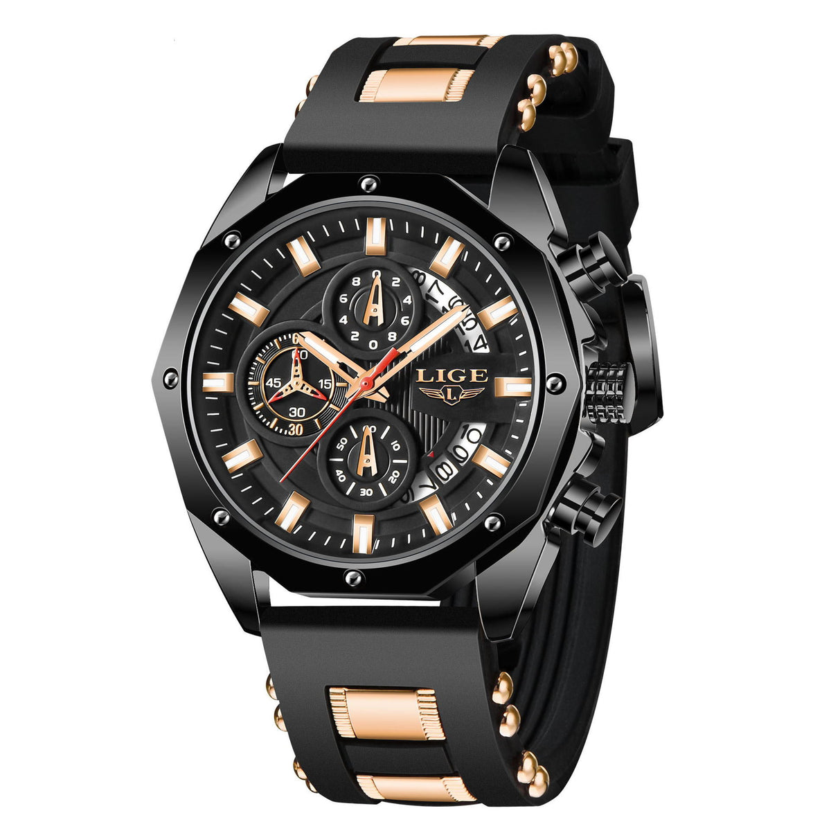 Men's Silicone Sport Quartz Watch, Luxury Look Casual Wristwatch