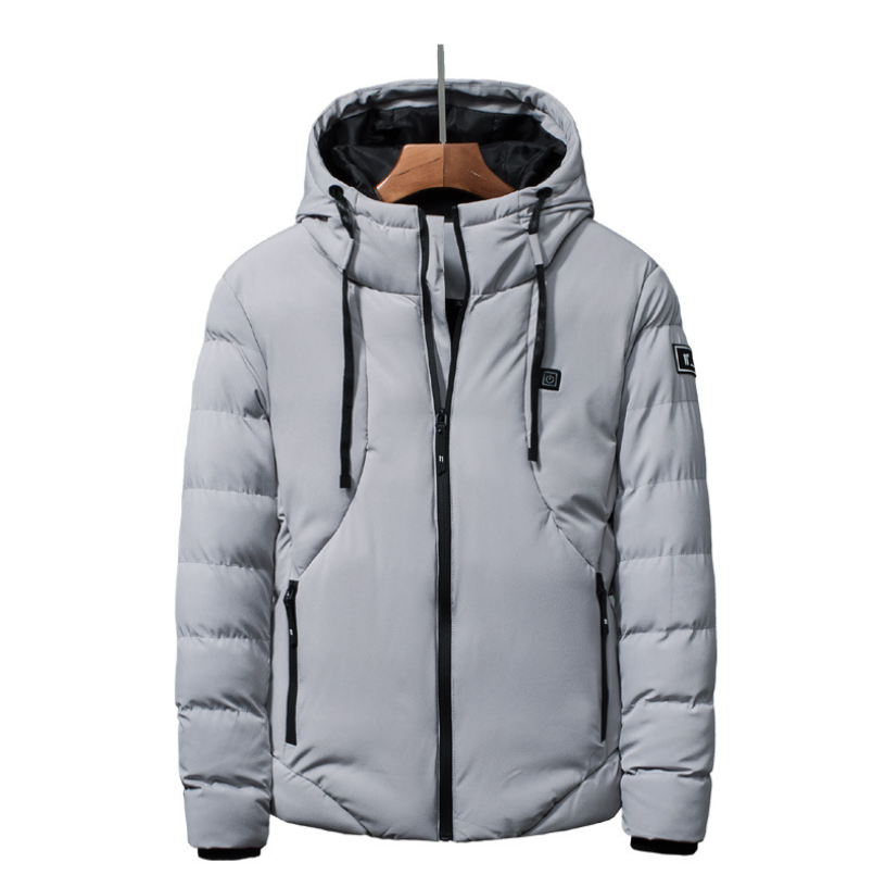 Unisex USB Heated Down-Style Jacket, Hooded Winter Coat